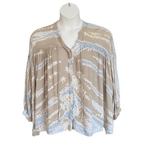 Young Fabulous & Broke Tie Dye V Neck Oversized Top Womens Size Large YFB Blouse
